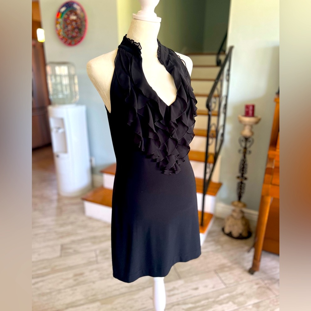 Rare ruffle front sexy evening dress size Small